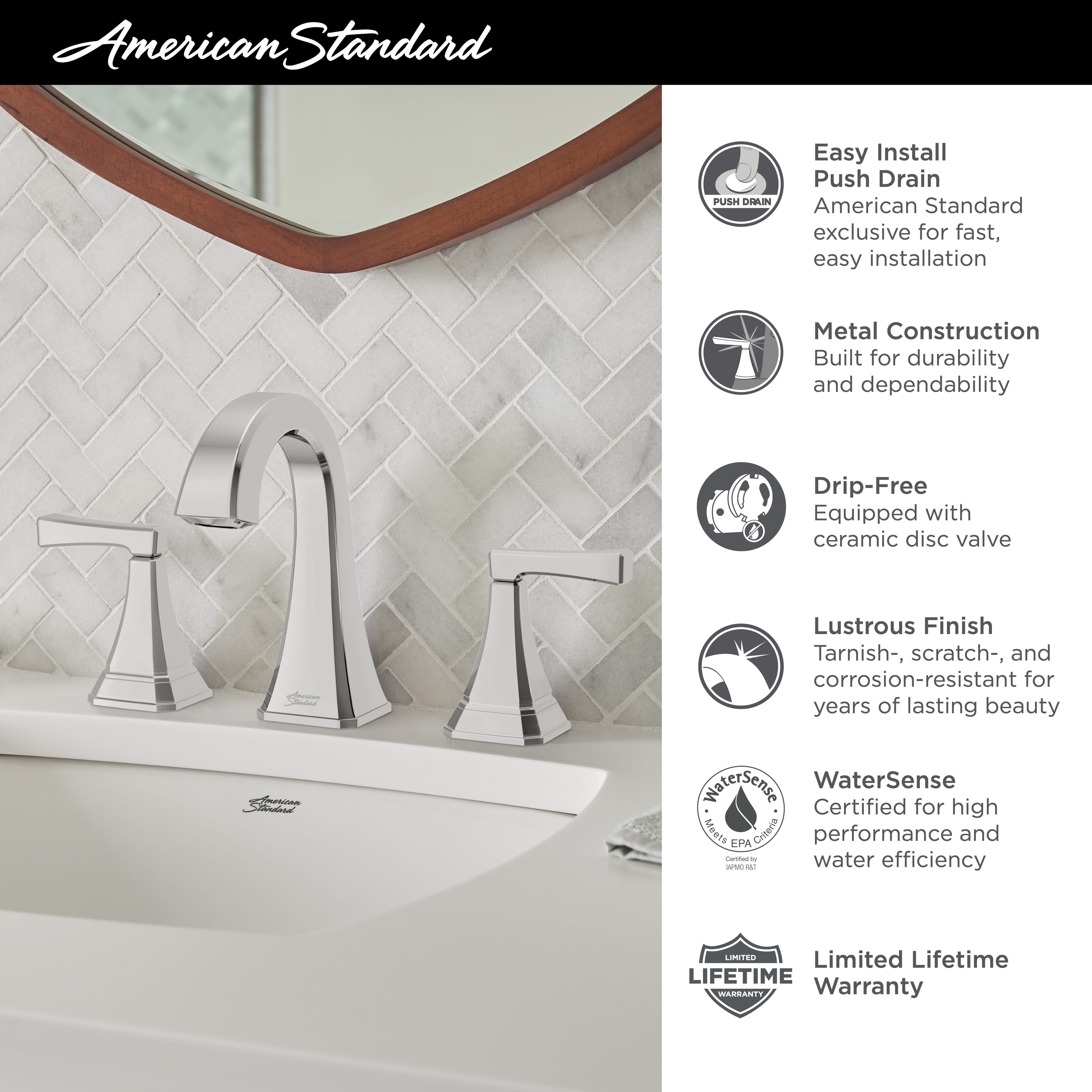 Crawford™ 8-Inch Widespread 2-Handle Bathroom Faucet 1.2 gpm/4.5 L/min With Lever Handles